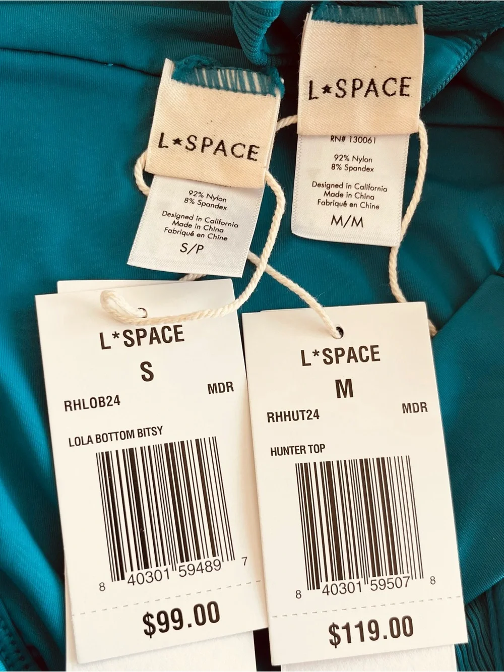 L*Space Bikini Set Hunter Top & Lola Bitsy Bottom Blue Small/Medium Resortwear